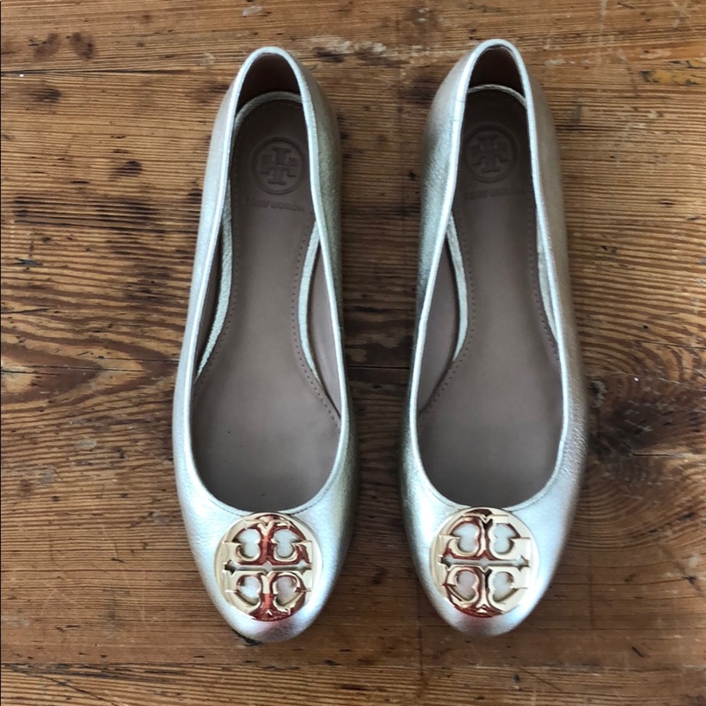 Tory Burch gold flats